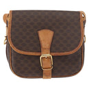 CELINE Macadam Canvas Shoulder Bag PVC Leather Brown Gold Auth BA12773-13