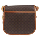 CELINE Macadam Canvas Shoulder Bag PVC Leather Brown Gold Auth BA12773-2