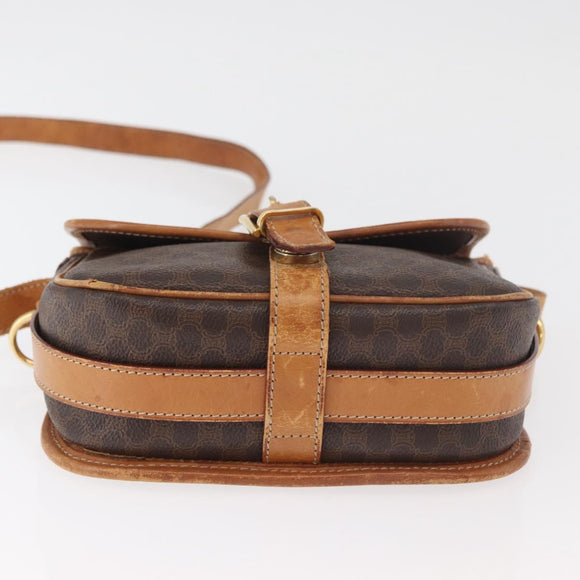 CELINE Macadam Canvas Shoulder Bag PVC Leather Brown Gold Auth BA12773