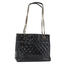CHANEL Matelasse Chain Shoulder Bag Patent Leather Black Gold CC Auth BA12780-1