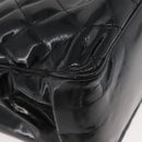 CHANEL Matelasse Chain Shoulder Bag Patent Leather Black Gold CC Auth BA12780-15