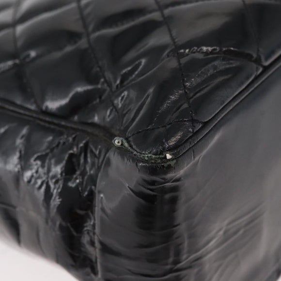 CHANEL Matelasse Chain Shoulder Bag Patent Leather Black Gold CC Auth BA12780