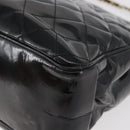 CHANEL Matelasse Chain Shoulder Bag Patent Leather Black Gold CC Auth BA12780-8