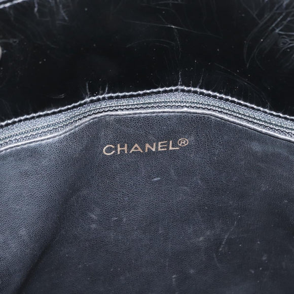 CHANEL Matelasse Chain Shoulder Bag Patent Leather Black Gold CC Auth BA12780