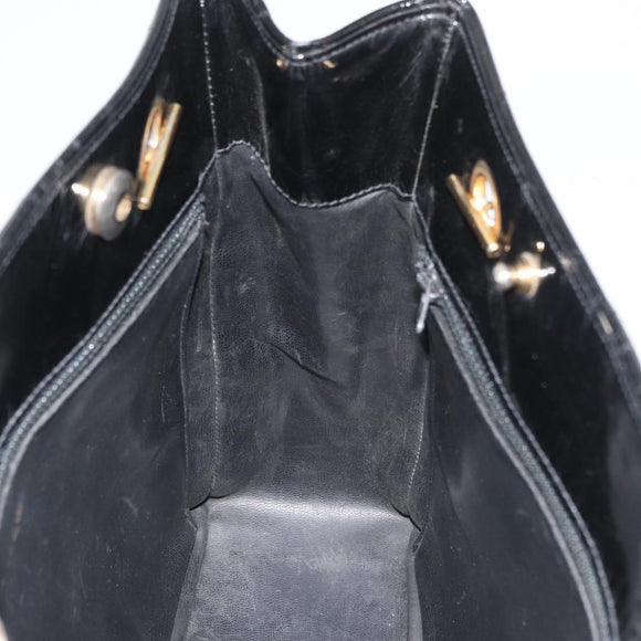 CHANEL Matelasse Chain Shoulder Bag Patent Leather Black Gold CC Auth BA12780