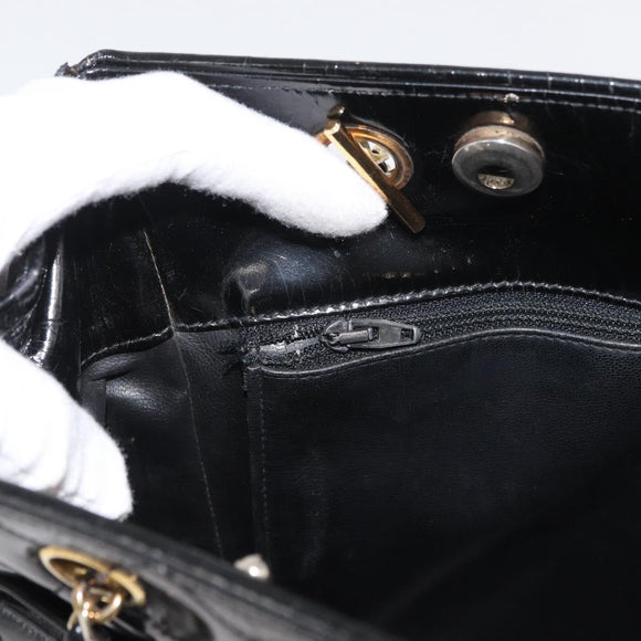 CHANEL Matelasse Chain Shoulder Bag Patent Leather Black Gold CC Auth BA12780