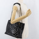 CHANEL Matelasse Chain Shoulder Bag Patent Leather Black Gold CC Auth BA12780-25