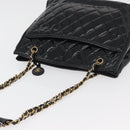 CHANEL Matelasse Chain Shoulder Bag Patent Leather Black Gold CC Auth BA12780-6