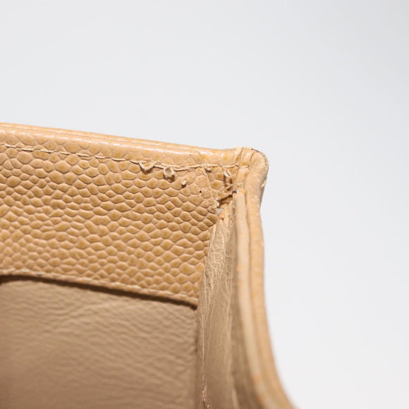 CHANEL Tote Bag Caviar Skin Beige Gold CC Auth BA12781