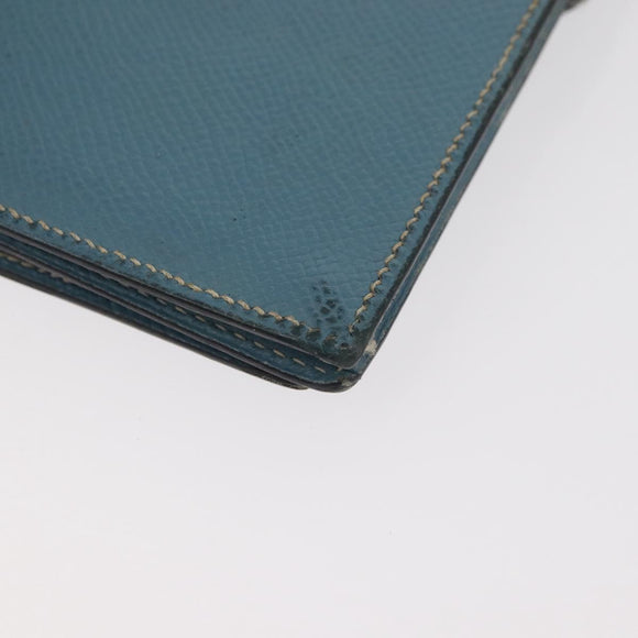 HERMES Bane Souffle Lange Portemonnee Leer Lichtblauw Zilver Auth BA12783