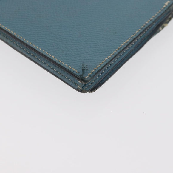 HERMES Bane Souffle Lange Portemonnee Leer Lichtblauw Zilver Auth BA12783