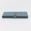 HERMES Bane Souffle Lange Portemonnee Leer Lichtblauw Zilver Auth BA12783-6