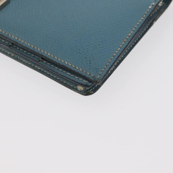 HERMES Bane Souffle Lange Portemonnee Leer Lichtblauw Zilver Auth BA12783