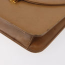 Christian Dior Ketten-Schultertasche Leder Beige Gold Auth BA12791-14