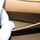 Christian Dior Ketten-Schultertasche Leder Beige Gold Auth BA12791-20