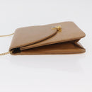 Christian Dior Ketten-Schultertasche Leder Beige Gold Auth BA12791-4