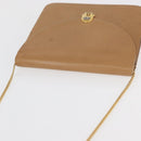 Christian Dior Ketten-Schultertasche Leder Beige Gold Auth BA12791-6
