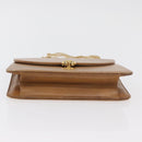 Christian Dior Ketten-Schultertasche Leder Beige Gold Auth BA12791-5