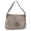 Salvatore Ferragamo Gancini Shoulder Bag Leather Silver Auth BA12795A-1