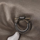 Salvatore Ferragamo Gancini Shoulder Bag Leather Silver Auth BA12795A-17