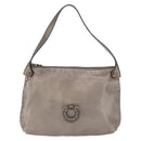 Salvatore Ferragamo Gancini Shoulder Bag Leather Silver Auth BA12795A-13