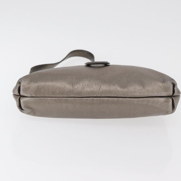 Salvatore Ferragamo Gancini Shoulder Bag Leather Silver Auth BA12795A