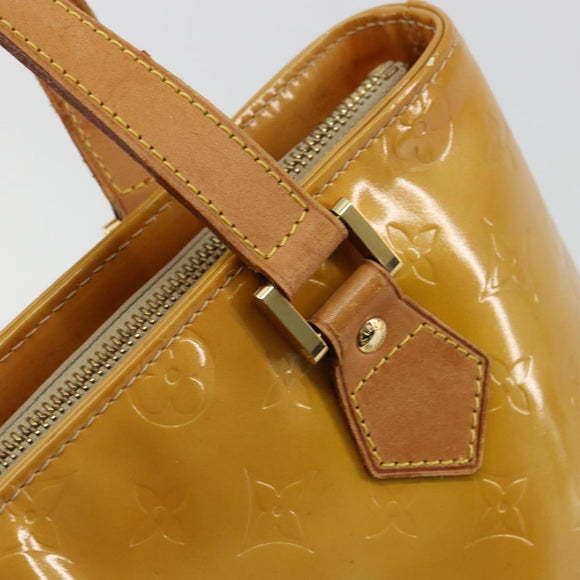 LOUIS VUITTON Monogram Vernis Houston Hand Bag Beige M91004 LV Auth BA12797