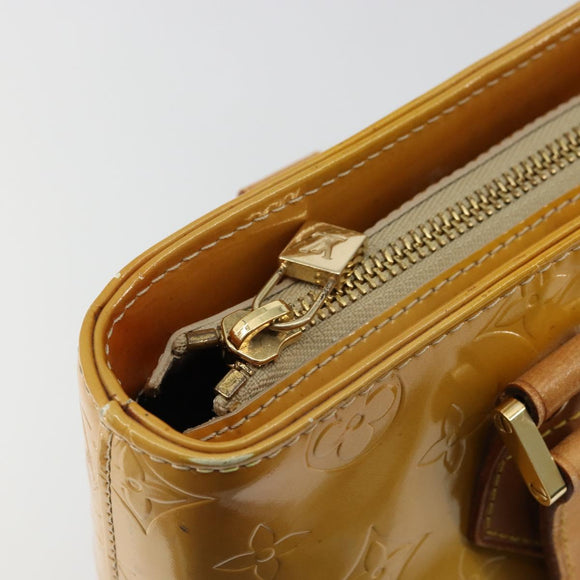 LOUIS VUITTON Monogram Vernis Houston Hand Bag Beige M91004 LV Auth BA12797