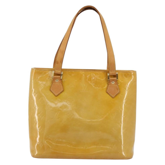 LOUIS VUITTON Monogram Vernis Houston Hand Bag Beige M91004 LV Auth BA12797