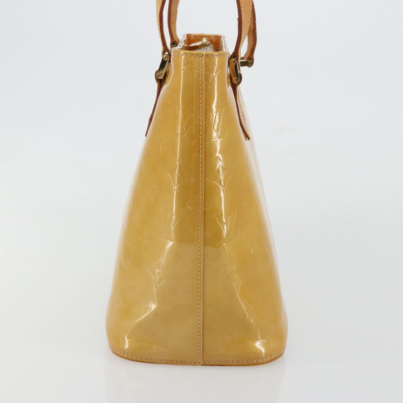 LOUIS VUITTON Monogram Vernis Houston Hand Bag Beige M91004 LV Auth BA12797