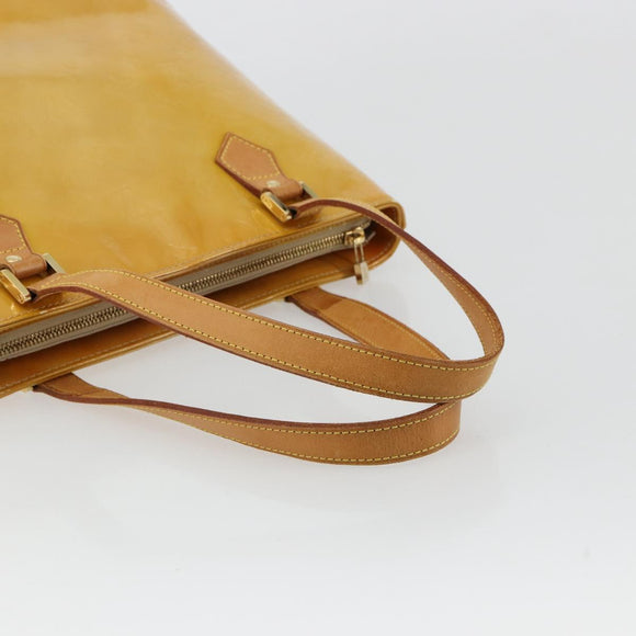 LOUIS VUITTON Monogram Vernis Houston Hand Bag Beige M91004 LV Auth BA12797