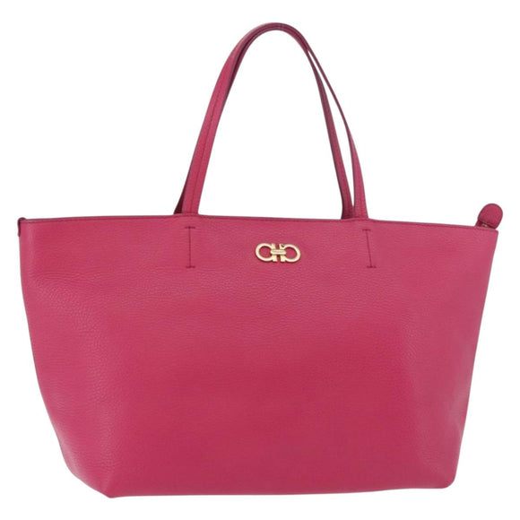 Salvatore Ferragamo Gancini Tote Bag Leather Pink Gold Auth BA12798