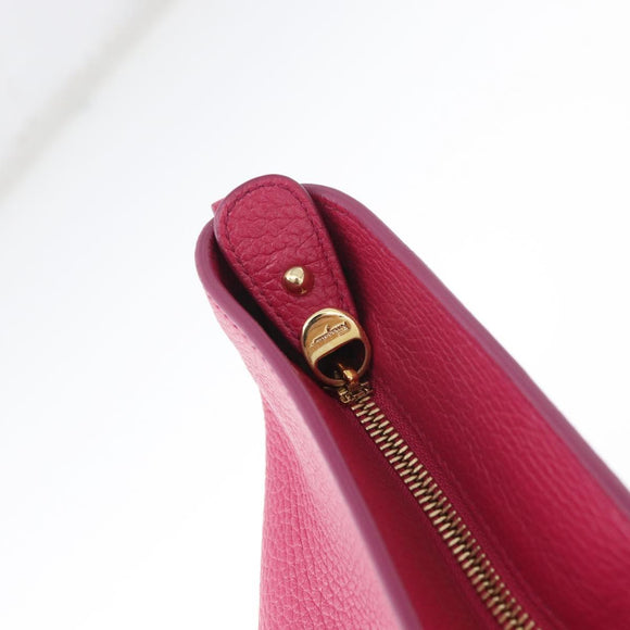 Salvatore Ferragamo Gancini Tote Bag Leather Pink Gold Auth BA12798