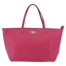 Salvatore Ferragamo Gancini Tote Bag Leather Pink Gold Auth BA12798-13