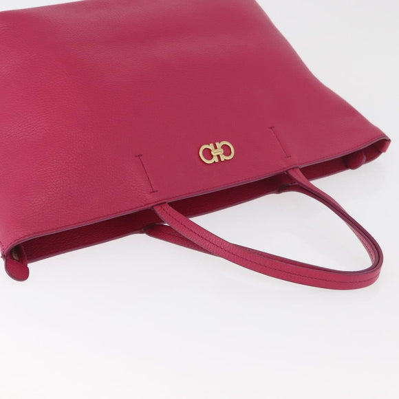 Salvatore Ferragamo Gancini Tote Bag Leather Pink Gold Auth BA12798