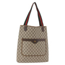 GUCCI GG Supreme Web Sherry Line Tote Bag PVC Beige Gold 378 02 003 Auth BA12800-1