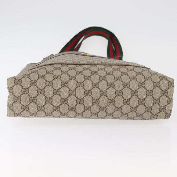 GUCCI GG Supreme Web Sherry Line Tote Bag PVC Beige Gold 378 02 003 Auth BA12800
