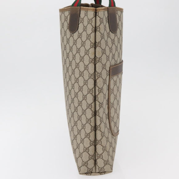 GUCCI GG Supreme Web Sherry Line Tote Bag PVC Beige Gold 378 02 003 Auth BA12800