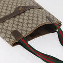 GUCCI GG Supreme Web Sherry Line Tote Bag PVC Beige Gold 378 02 003 Auth BA12800-7