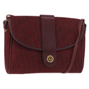 Christian Dior Trotter Canvas Shoulder Bag Bordeaux Gold Auth BA12801A-1