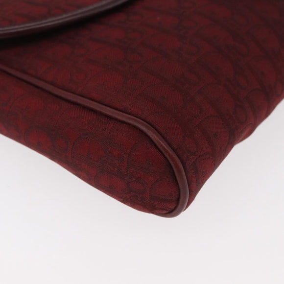 Christian Dior Trotter Canvas Shoulder Bag Bordeaux Gold Auth BA12801A