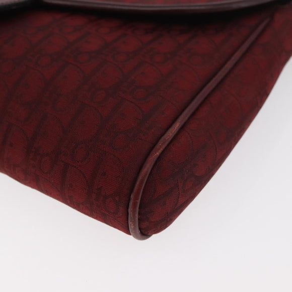 Christian Dior Trotter Canvas Shoulder Bag Bordeaux Gold Auth BA12801A