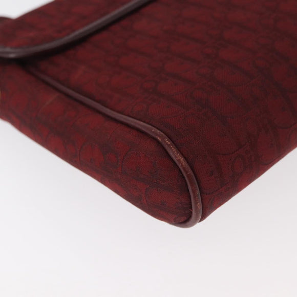 Christian Dior Trotter Canvas Shoulder Bag Bordeaux Gold Auth BA12801A