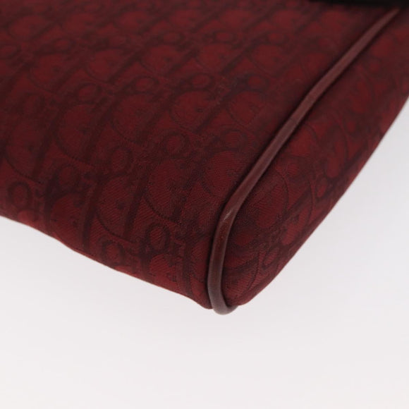 Christian Dior Trotter Canvas Shoulder Bag Bordeaux Gold Auth BA12801A