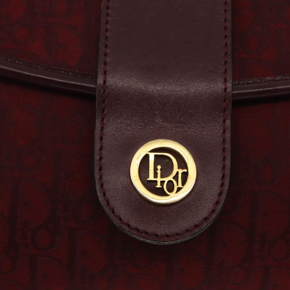 Christian Dior Trotter Canvas Shoulder Bag Bordeaux Gold Auth BA12801A