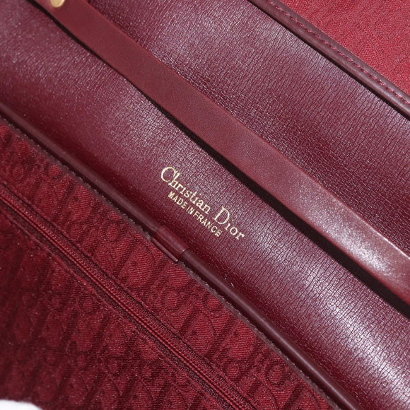 Christian Dior Trotter Canvas Shoulder Bag Bordeaux Gold Auth BA12801A