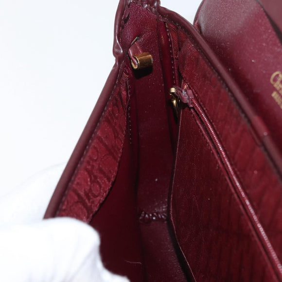 Christian Dior Trotter Canvas Shoulder Bag Bordeaux Gold Auth BA12801A