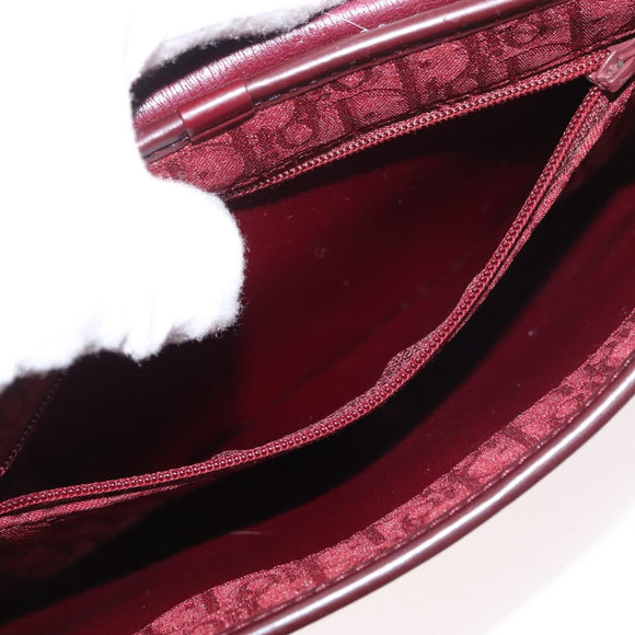 Christian Dior Trotter Canvas Shoulder Bag Bordeaux Gold Auth BA12801A