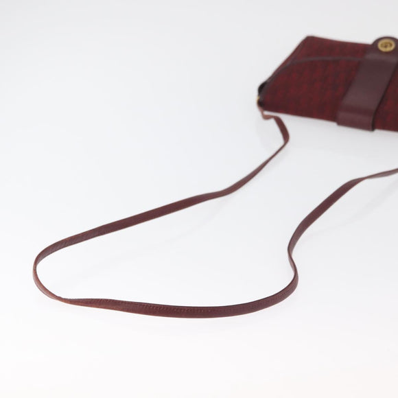 Christian Dior Trotter Canvas Shoulder Bag Bordeaux Gold Auth BA12801A
