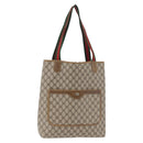 GUCCI GG Supreme Web Sherry Line Tote Bag PVC Beige 39 02 003 Auth BA12802-1